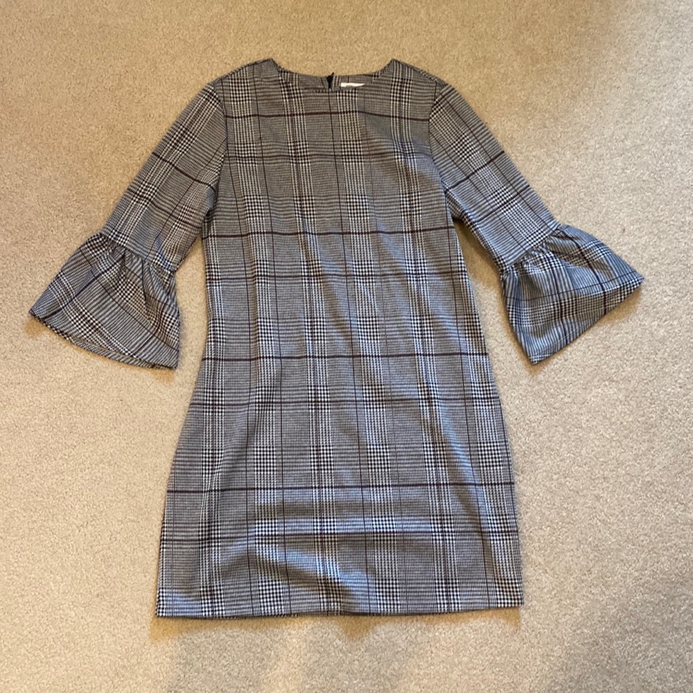Houndstooth Bell Sleeve Dress